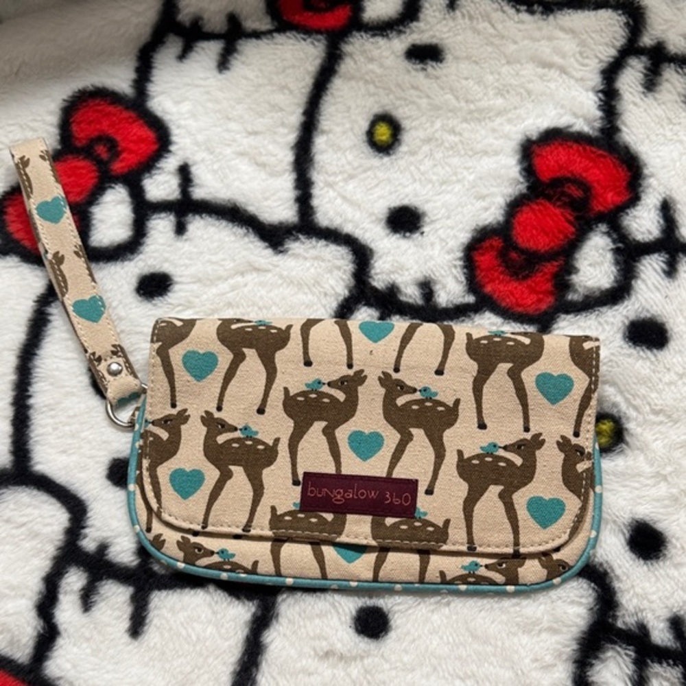Bungalow 360 Kids Deer and Heart Wristlet - Brown and Teal